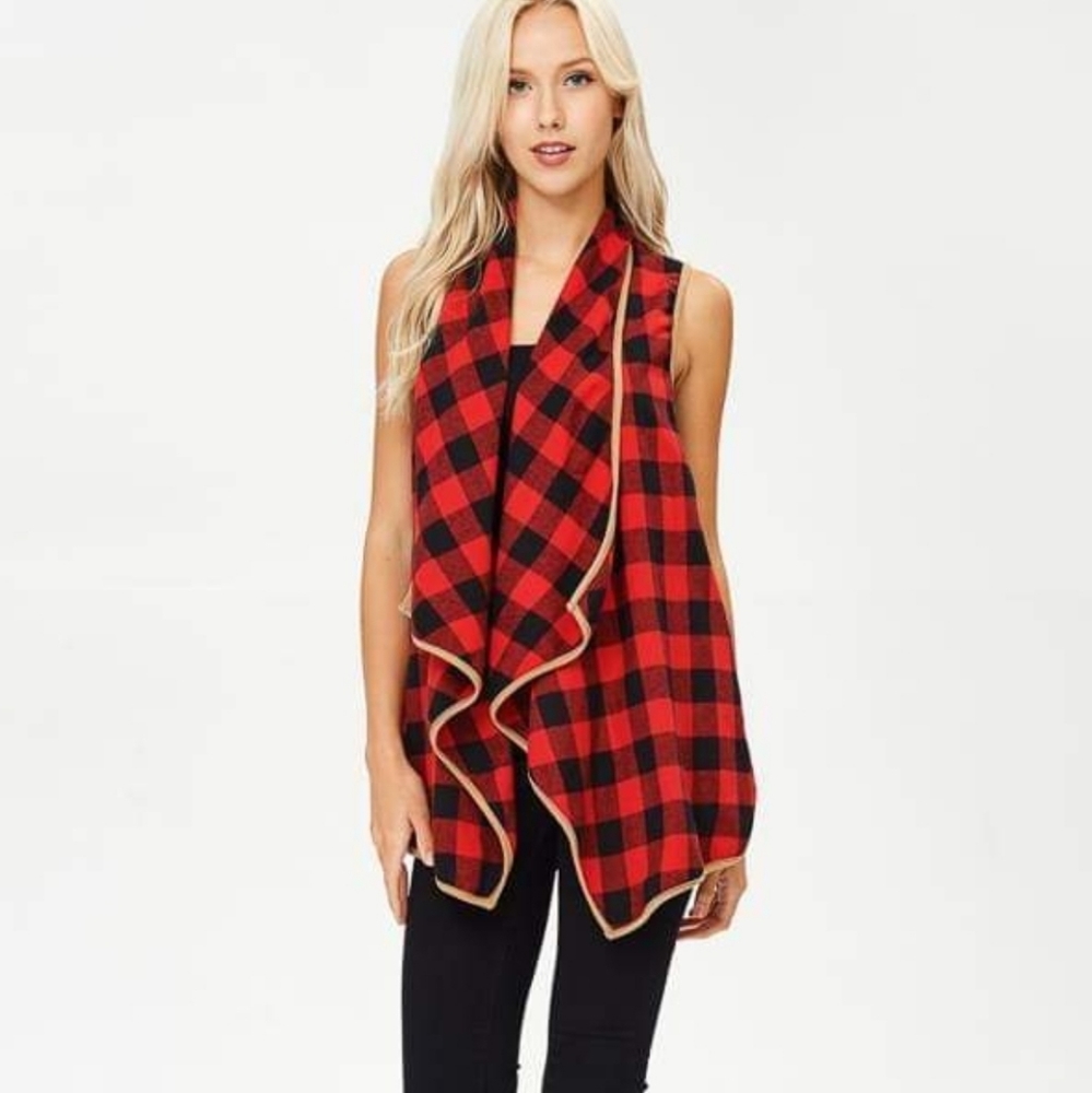Buffalo Check Vest Flannel with Pockets Sz Small